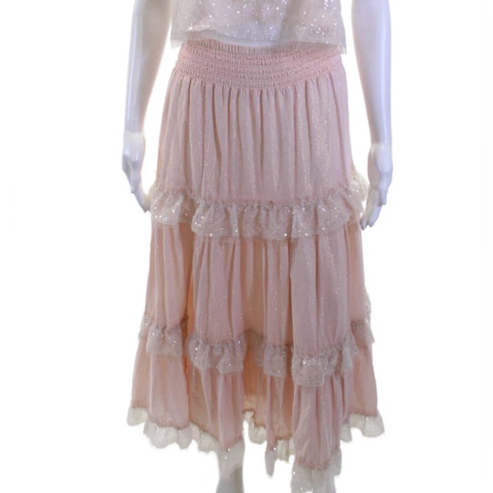 LOVESHACKFANCY Tiered Sequin Skirt